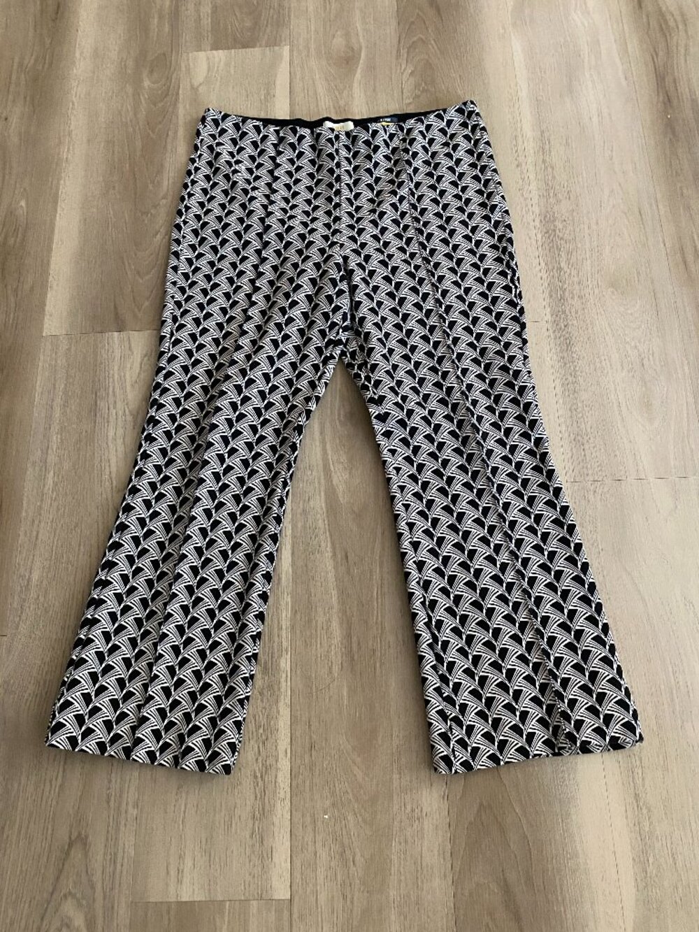 Maeve Anthropologie The Margot Pants Large Black White Geometric Stretch